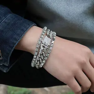 ThreadTonic 4-piece brick inlaid silver bracelet, super strong bracelet, threaded design, fashionable jewelry, jewelry gift