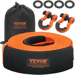 VEVOR Heavy Duty Tow Strap Recovery Kit 3" x 30 ft (MBS-36,000 lbs) Tree Saver Winch Strap, Triple Reinforced Loop & Protective Sleeves & Storage Bag, 3/4" D-Ring Shackles, for Truck Jeep SUV ATV