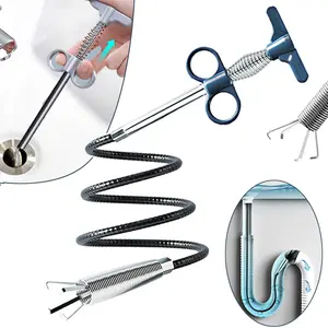Sewer Pipe Unblocker Kitchen Sink Cleaning Hook Bathroom Hair Pipe Dredge Tool Sewer Toilet Cleaning Clog Plug Hole Remover Tool Drain Clog Remover