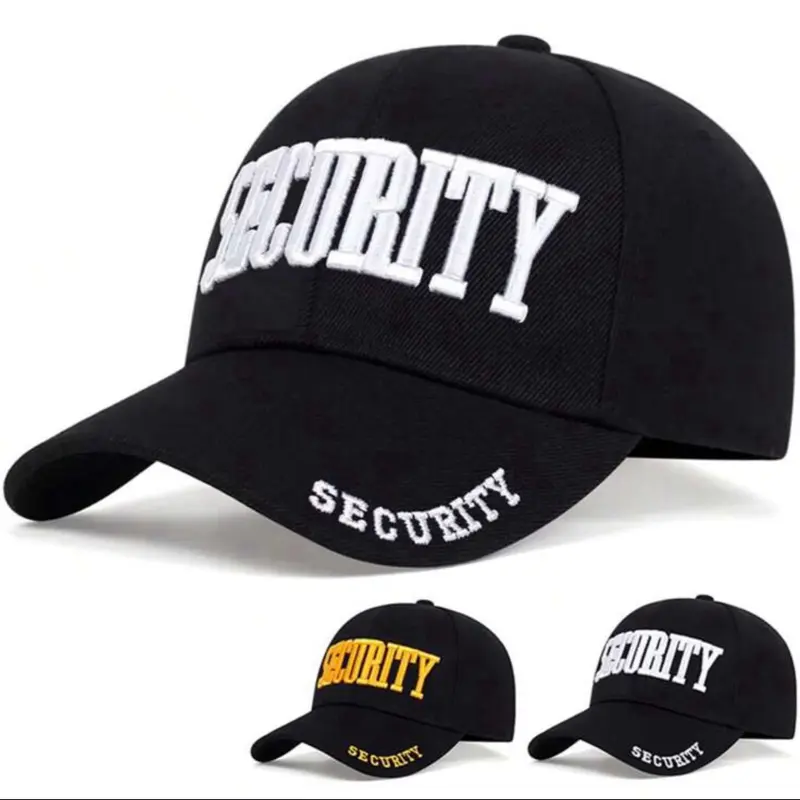 ROTHCO Deluxe Low Profile Security Guard Cap - Professional Hat with 3-D Raised Embroidery Security Insignia, Adjustable Hook-and-Loop Closure, Fade-Resistant, Bendable, Graphic Print, Hand Washable for Outdoor People