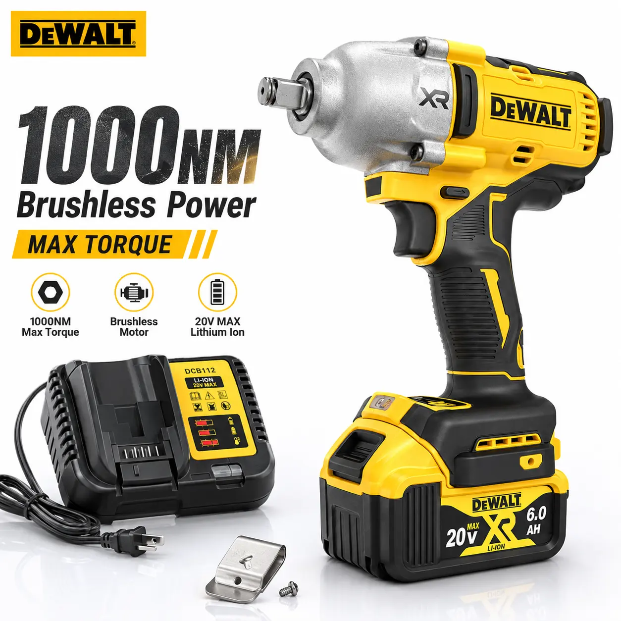 DeWalt DCF900 20V Max XR Brushless Impact Wrench 1/2" Anvil High Torque Professional Grade Cordless Tool with Lithium Battery