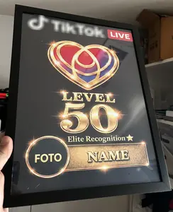 Custom Level Award Plaque 11x14 | Personalized Metal Sublimation Sign | LIVE Level 50 Recognition Plaque Personalized Creator Award Streamer Gift Custom Live Host Frame Decoration Aluminium