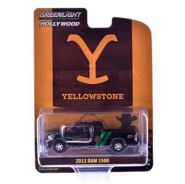 2013 Ram 1500 Pickup Truck "County Sheriff" Black with Green Stripes "Yellowstone" (2018–Current) TV Series "Hollywood Series" Release 42 1/64