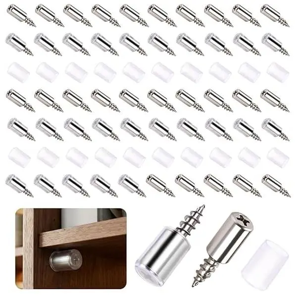 Shelf Support Pegs,Self-shelf support peg Self- partition tray Tapping Screws Cabinet Laminate Support,Shelf Pegs Pins with Non-Slip Sleeve, ShelfPegs for Shelves, Self-Tapping Screws ShelfSupport Pegs for Furniture Bookcase ShelfCabinet Closet