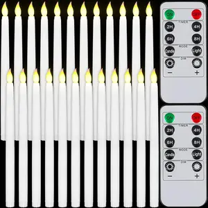 24 Pack Flameless Taper Candles with Remote & Timer, 11" Flickering 3D LED Battery Operated Window Candlesticks, Dimmable for Wedding Table Centerpieces Home Valentine’s(White)