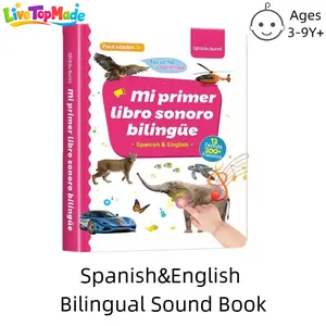 Interactive Talking Sound Picture Book for Kids , Spanish & English Bilingual, 300+ Words15 Themes6 Songs Q&A Learning Games, Screen-Free Preschool Educational Toy for Toddlers, Early Learning at Home & Travel, Valentines Day Gifts for Kids