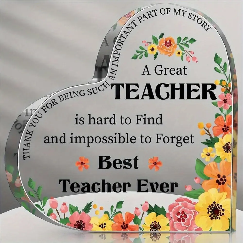 Heart Flower Acrylic Town Paper: Unique teachers appreciate Women's gifts, teachers retirement souvenirs, desk decoration photography decoration -students' best teacher gift