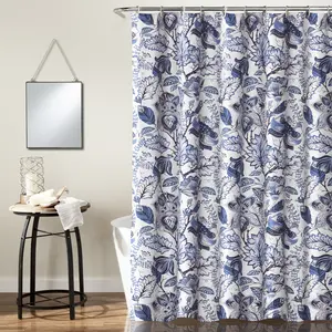 Lush Decor Cynthia Jacobean Shower Curtain Single 72"W x 72"L - Floral Shower Curtains For Bathroom - Cottage Core Bathroom Curtain