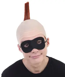 HPO  Men's Animated Movie Family Superhero Wig with Mask Set | Adult Halloween Cosplay Party Wigs for Men | Premium Breathable Capless Cap with Flame-retardant Synthetic Fiber - Auburn Costume Menswear