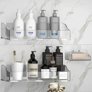 Shower shelves 3 Pack,Adhesive Shower Organizer for Bathroom Storage Home Decor,No Drilling,Transparent Organizer,Shower  for Inside Shower