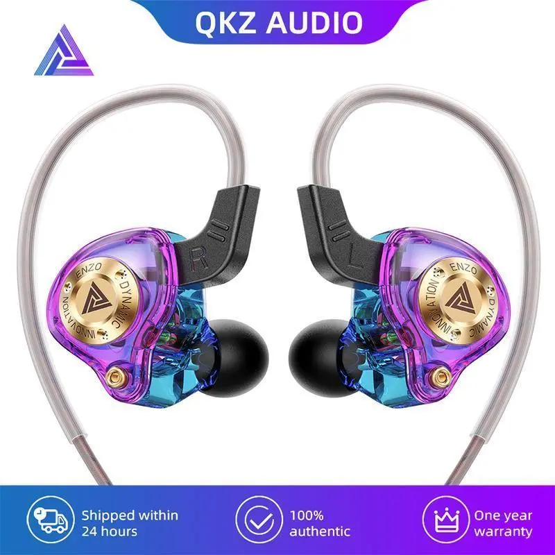 QKZ ENZO 2025 HiFi In-Ear Wired Cable Headphones with Active Noise Cancellation, 8D Stereo Bass-Boosted Sound, Mic, Waterproof Design – for Sports, Gamer Stuff