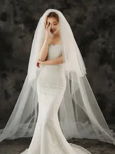 Exquisite Vintage Bridal Veil Headpiece, Wedding Veil, High-End Extra-Long Train Lace Trim, Elegant Bridal Accessories, Wedding Veils for Brides, Trailing Veil, Lace Drop Veil
