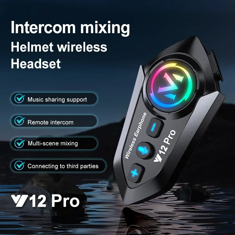 Y12pro Helmet Bluetooth-compatible Connectivity Headset, Waterproof Noise Cancelling, Motorcycle Earphone, Helm Intercom, Dual Use for Music and Calls, Model Xinghao Y12