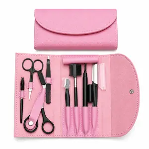 8PCS Professional Eyebrow Grooming Kit - Compact Travel-Friendly Makeup Tool Organizer with Tweezers, Scissors, Razor, Brush - Daily Use for Flawless Hair Removal, Brow Shaping - Spring Beauty Set