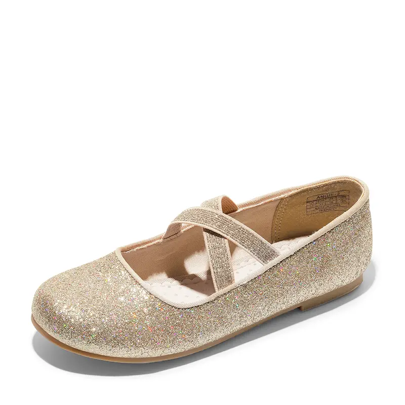 Dream Pairs Girls' Ballet Flats, Toddler Rhinestone Round Toe Dress Shoes, Slip On Party Wedding Shoes with Elastic Strap & Padded Footbed, Fashionable Flats, 10 - 11 Years, Party Flats