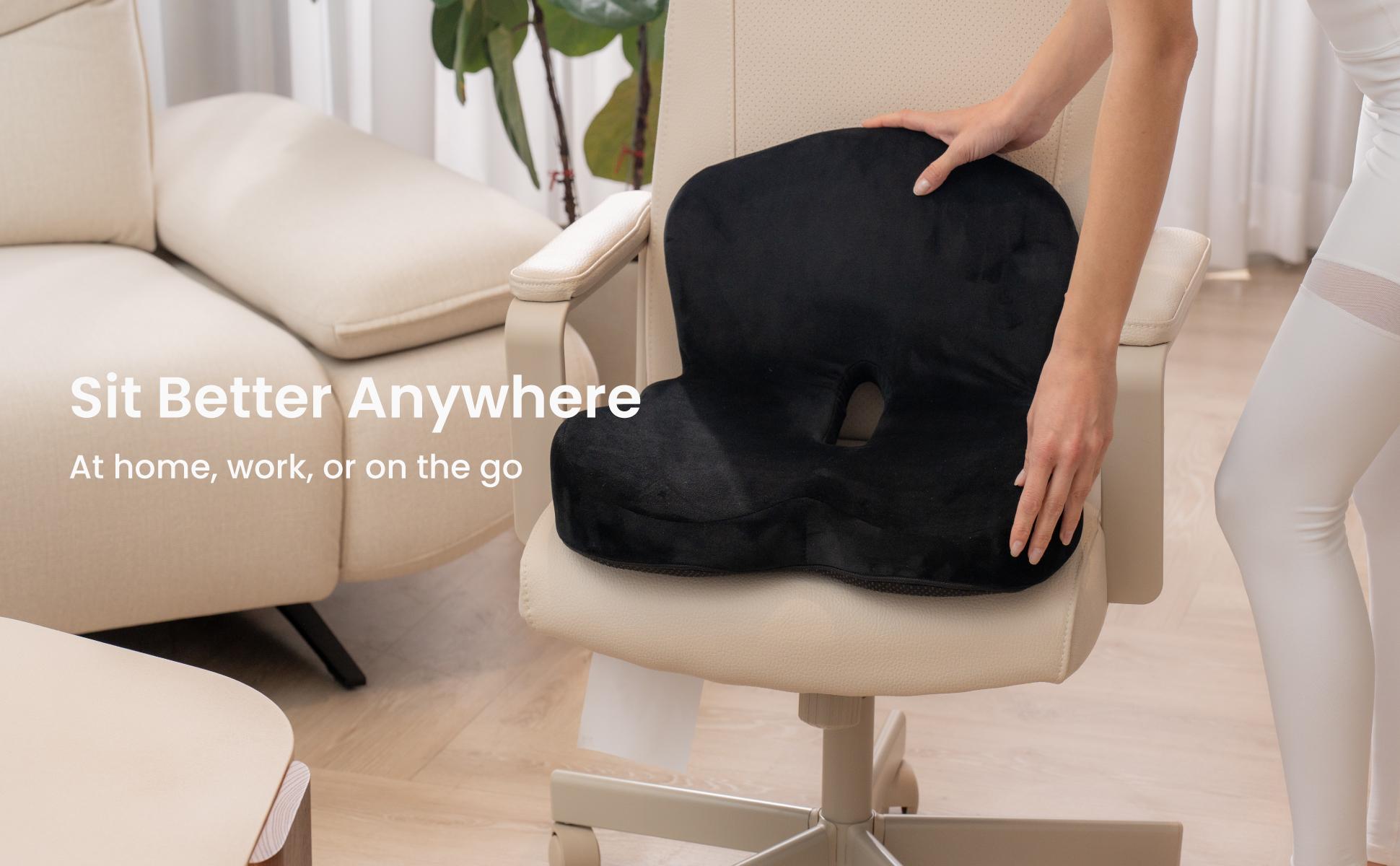 Alcedo Ergonomic Memory Foam Seat Cushion – Firm Support for Tailbone & Sciatica Pressure Relief, Non-Slip, Breathable & Washable Cover, Office Chair & Car Seat Cushion