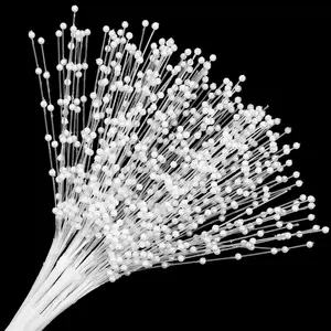 String Pearl Sticks Pearls for Wedding Decor, 50PCS Christmas Garland 4mm Pearls String Beaded Bouquet Spray Filler Floral Arrangements Picks for Bridal Flower Bouquet DIY Party Table Decor Corsage