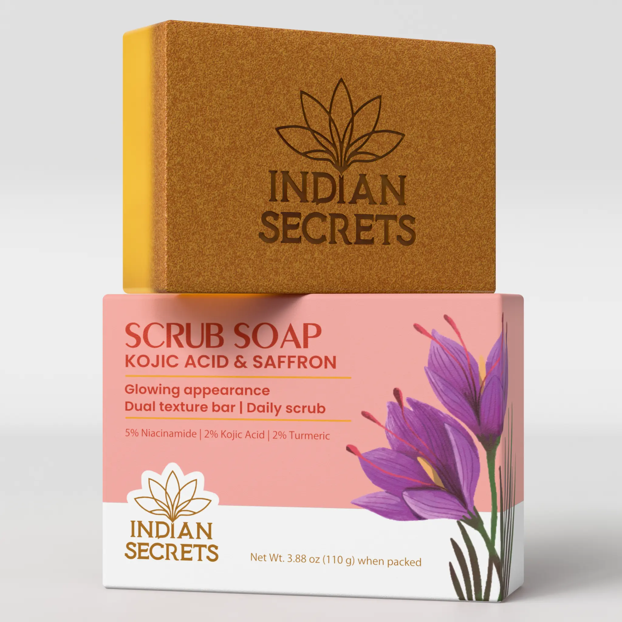 Indian Secrets Scrub Soap Kojic Acid & Saffron (Pack of 1)
