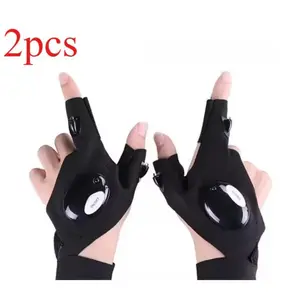 Outdoor Essential Waterproof Flashlight Gloves with Finger Lights for Camping Fishing Repair Gifts for Men 100% Waterproof ABS Material Super Light 40g Perfect Father's Day Gift