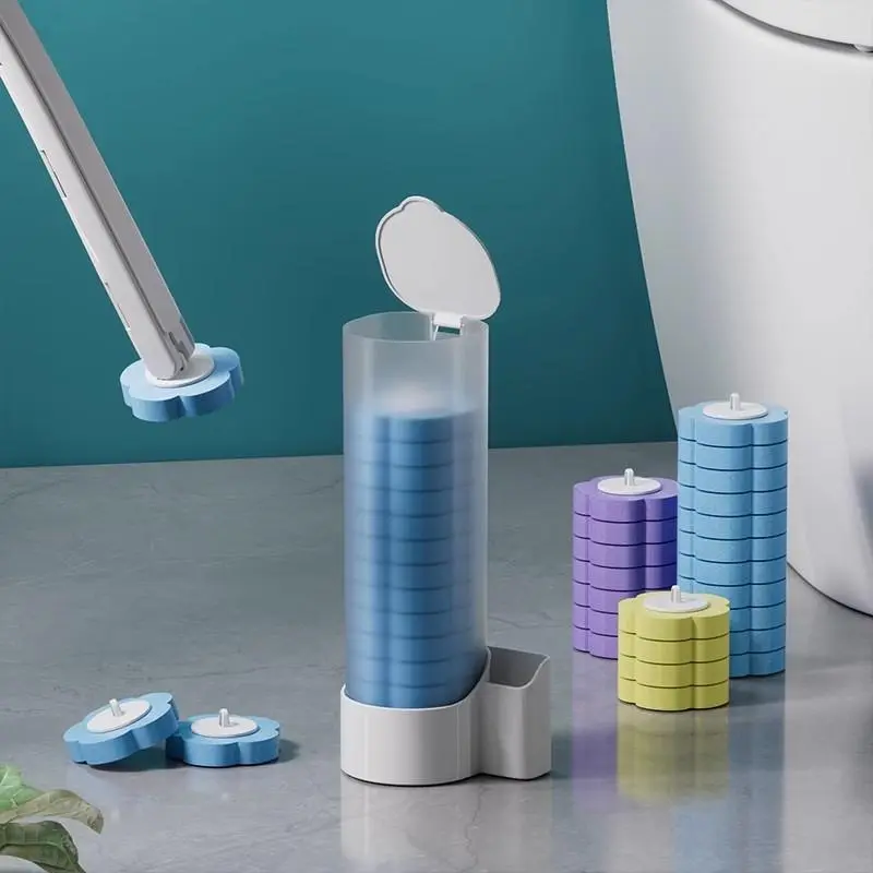Disposable toilet brush set (includes 18/36 refills of cleaning agent), bathroom cleaning system (suitable for sinks, bathtubs, drains, washbasins, urinals).