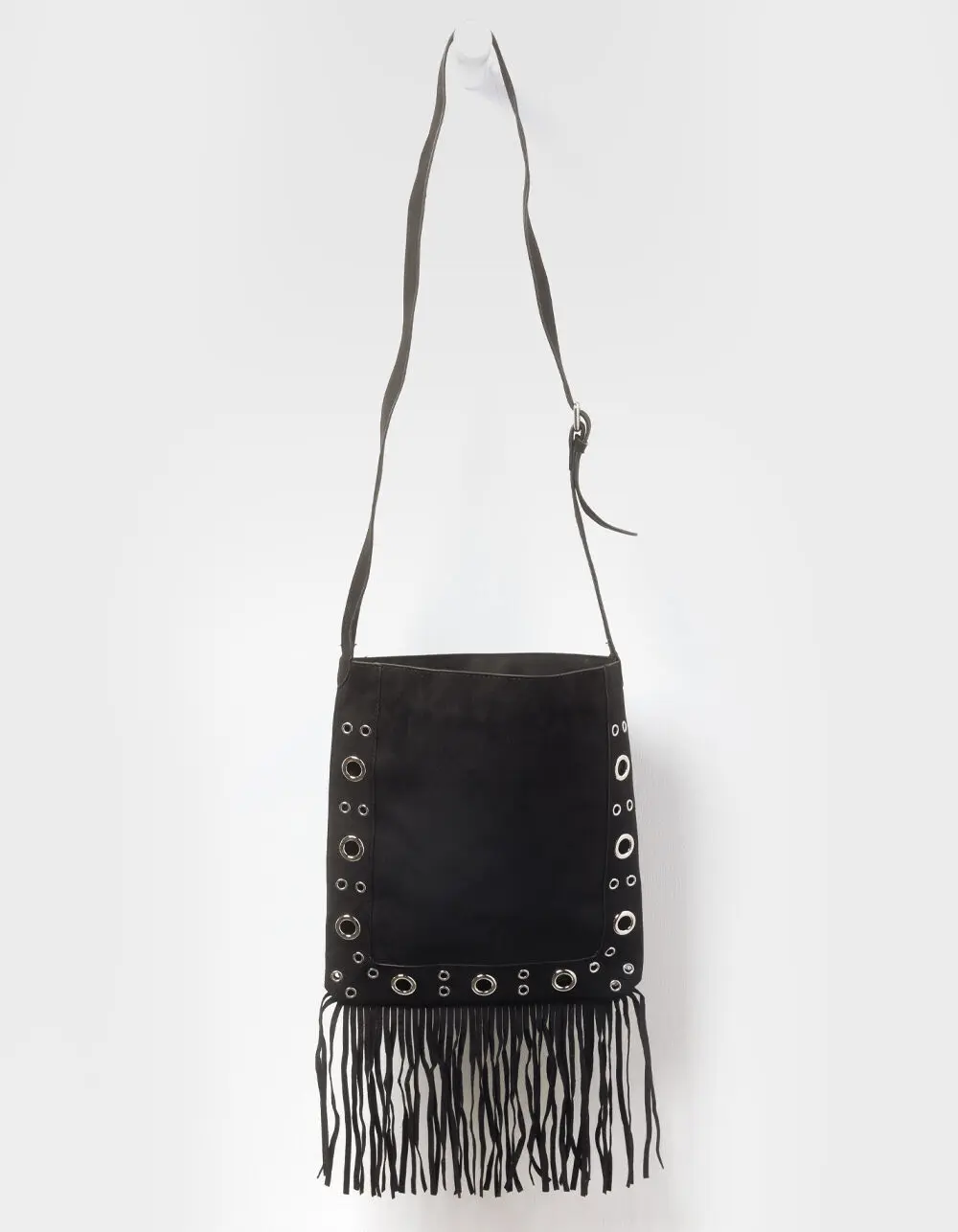 Ella Fringe Stud Crossbody Bag, Black