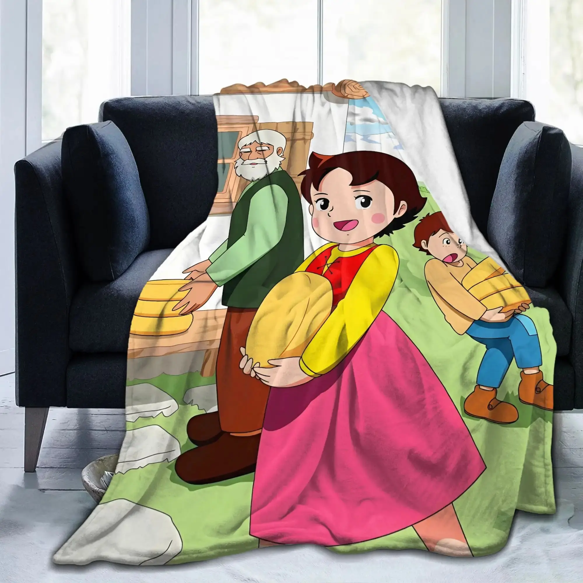 Heidi Theme Cozy Figure Print Flannel Plush Throw Blanket - Ultra-Soft Warm Microfiber, Multi-Purpose for Sofa & Office, Ideal Holiday Gift, Cozy Throw Blanket, Figure Print Blanket