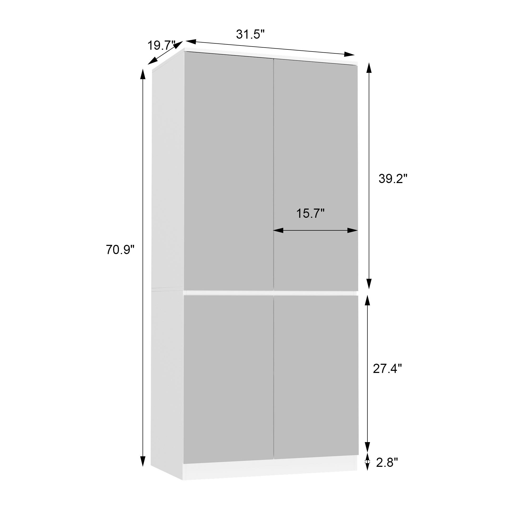 FUFU&GAGA 3 Types Mirror Wardrobe Armoire with Drawers, Full Length Glass Mirrors, 2 Smooth Sliding Drawers & Hanging Rod for Bedroom Storage