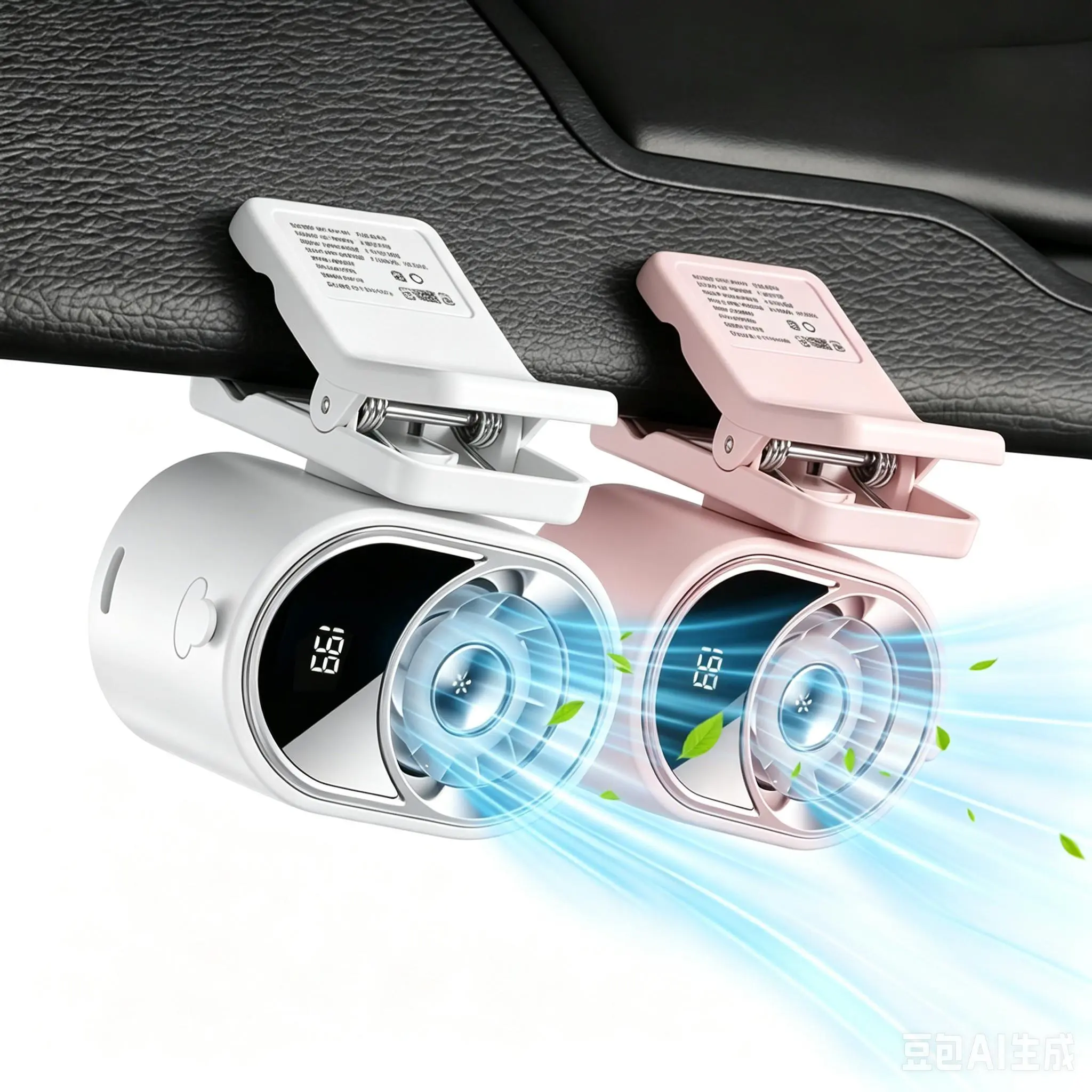 Portable Clip-On Car Fan with LED Display, 360° Rotating Turbo Cooling Fan, 4-Speed USB Rechargeable Personal Fan, 1800mAh Battery, Type-C for Car, Desk & Travel #SummerWins #DealsforYouDays Adjustable Adjustable