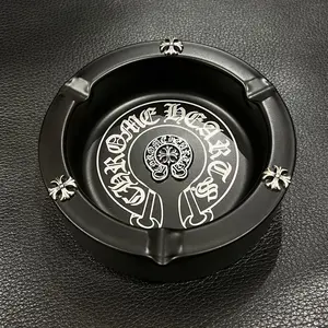 Retro Cross-Design Stainless Steel Ashtray - High-End, Drop-Proof, Personalized for Home, Office Use