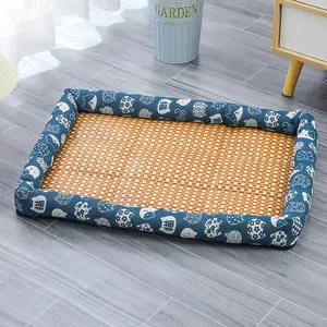 Summer Pet Ice Mat, Pet Cooling Mat, Refreshing Rattan Mat Bed Pad, Cooling Cat Bed, Wear-Resistant Teddy Dog Bed