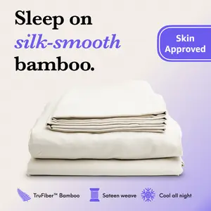 Cushion Lab | TruFiber Bamboo Sateen+ Sheet Set — Sleep on Silk-Smooth Bamboo — Cooling Bamboo Sheets for Better Skin & Sleep