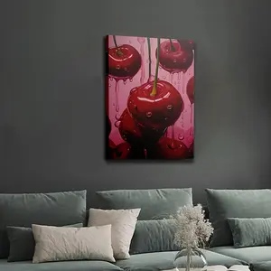Framed, Red Cherry Art Print: Vivid Wall Decor for Home and Office Wall Art Decoration