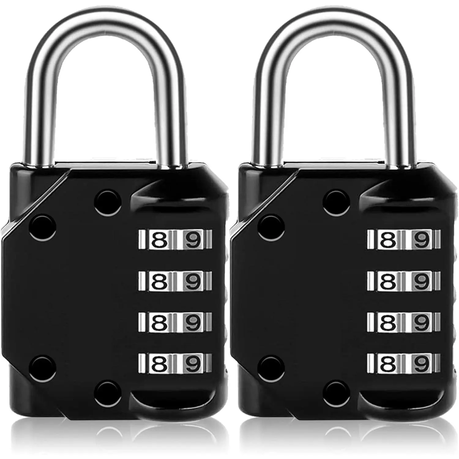 4-Digit Combination Padlock 2 Pack, Resettable Zinc Alloy Safety Lock, Weatherproof for Outdoor Use on Gym Lockers, Gates & Toolboxes, Black, Zinc Alloy Lock