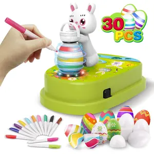 30 PCS Easter Eggs and 12 Dying Markers Easter Egg Coloring Kit Easter Egg Decorating Kit Spinner Easter Bunny Toy, Easter Gifts for Kids Easter Basket Stuffers
