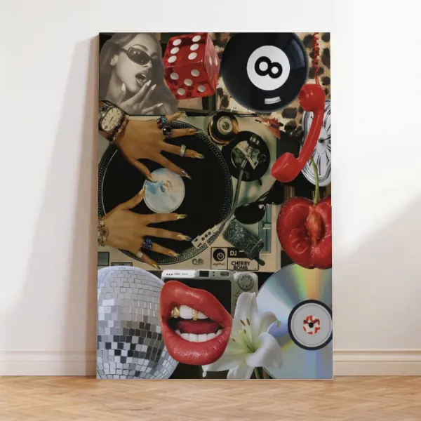 Y2K Fashion Poster | Leopard & Lips Collage | Trendy Wall Art