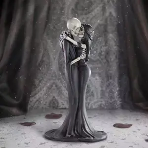 Emotional Support Grim Reaper Figurine, Halloween Skull Couple Ornament, Spooky Decorative Statue, Collectible, Unique Theme, Halloween Decoration, Perfect Gift for Gothic Lovers