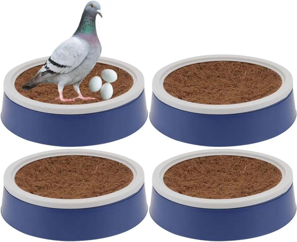 Pigeon Nest Plastic Nest Pot Set - 4Pcs Durable Pigeon Nesting Bowl with Breathable Mats for Breeding and Hatching Small Birds