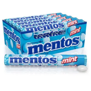 Mentos Chewy Mint Candy Roll, Mint, Non Melting, Party, 14 Count (Pack of 15) - Packaging May Vary Snack Bonbon Candies Sweet