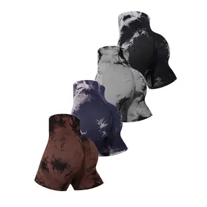 YEKILUS Women's 4pcs Tie-Dye High Waist Seamless Gym Shorts – Comfortable, Breathable, and Stretchy Fitness Shorts for Indoor/Outdoor, Casual Summer Wear, Cycling, Spring summer Activewear Clothing