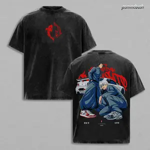 Gojo Satoru x Geto Suguru T Shirt Jujutsu Kaisen Anime Vintage Washed Oversized Streetwear Graphic Tee Car Inspired Design Heavy Cotton Shirt for Fans