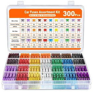 300Pcs Car Fuse Assortment Kit - 160 Mini Blade Fuses, 50 Micro Fuse, 1 Puller for 2Amp to 40A Fuses