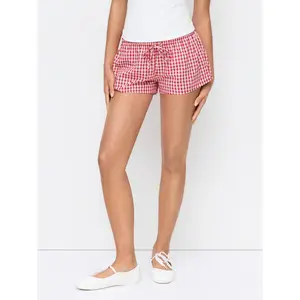 Cider 100% Cotton Low Rise Gingham Twist Knot Shorts