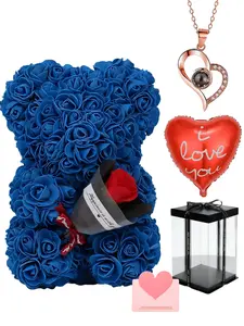 Handmade Romantic Anniversary Gift, Wedding Party Decoration Eternal Love Rose Teddy Bear, Ideal for Couples, Valentine's Day, Birthday, Christmas