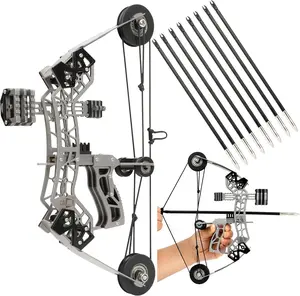 10" Mini Compound Bow Set Stainless Steel Archery Target Shooting Outdoor Fun Gift for Valentines Durable Construction Compact Portable