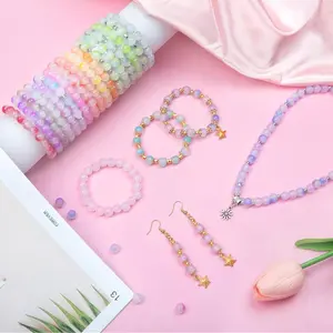 480Pcs 8mm Glass Crystal Beads for Jewelry Making DIY Earrings Necklaces Rings Friendship Bracelets Kit Car Interior Accessories Craft