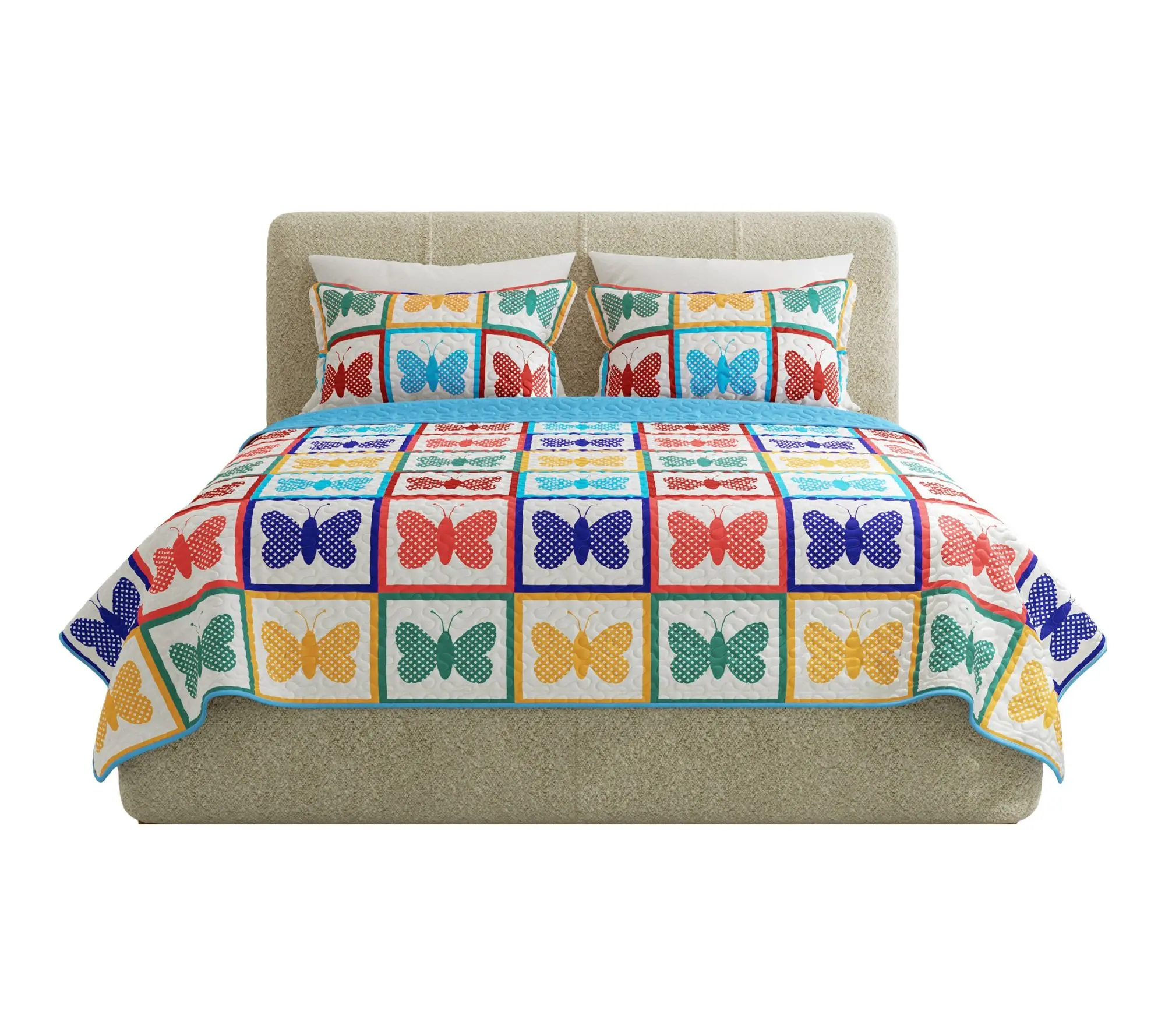 Lavish Home 3-Piece King Quilt Bedding Set Colorful Butterfly