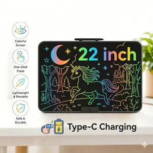 22" Kids Educational LCD Writing Tablet (Ages 3-9) - Type-C Rechargeable Digital Graphic Tablet, Mess-Free Flexible Screen Liquid Crystal Pad, 200000+ Erasures, Portable Eco-Friendly School Graphics Drawing Toy, Graphics Drawing Tablet