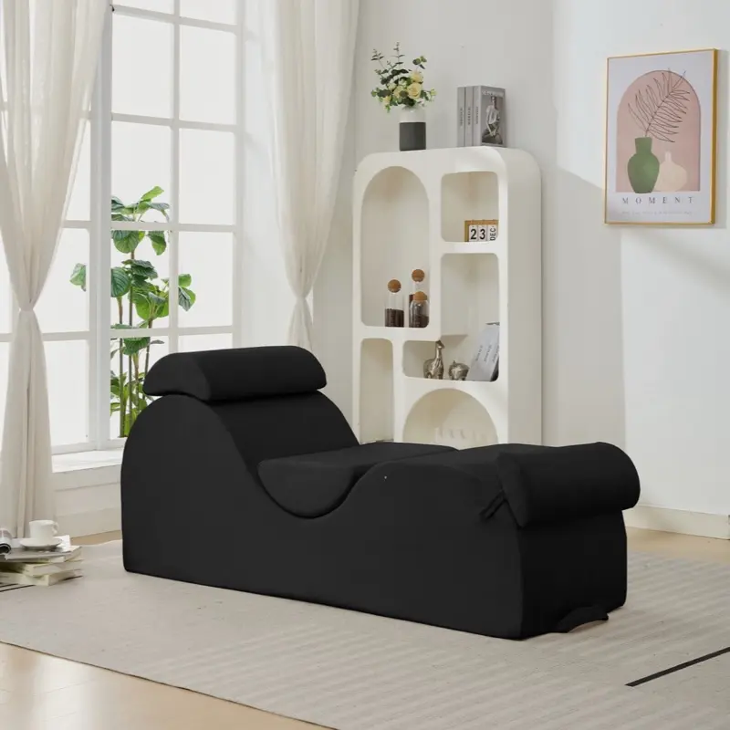 Zafly Sleek Chaise Lounge for Yoga, Stretching & Relaxation Yoga Chair-Black