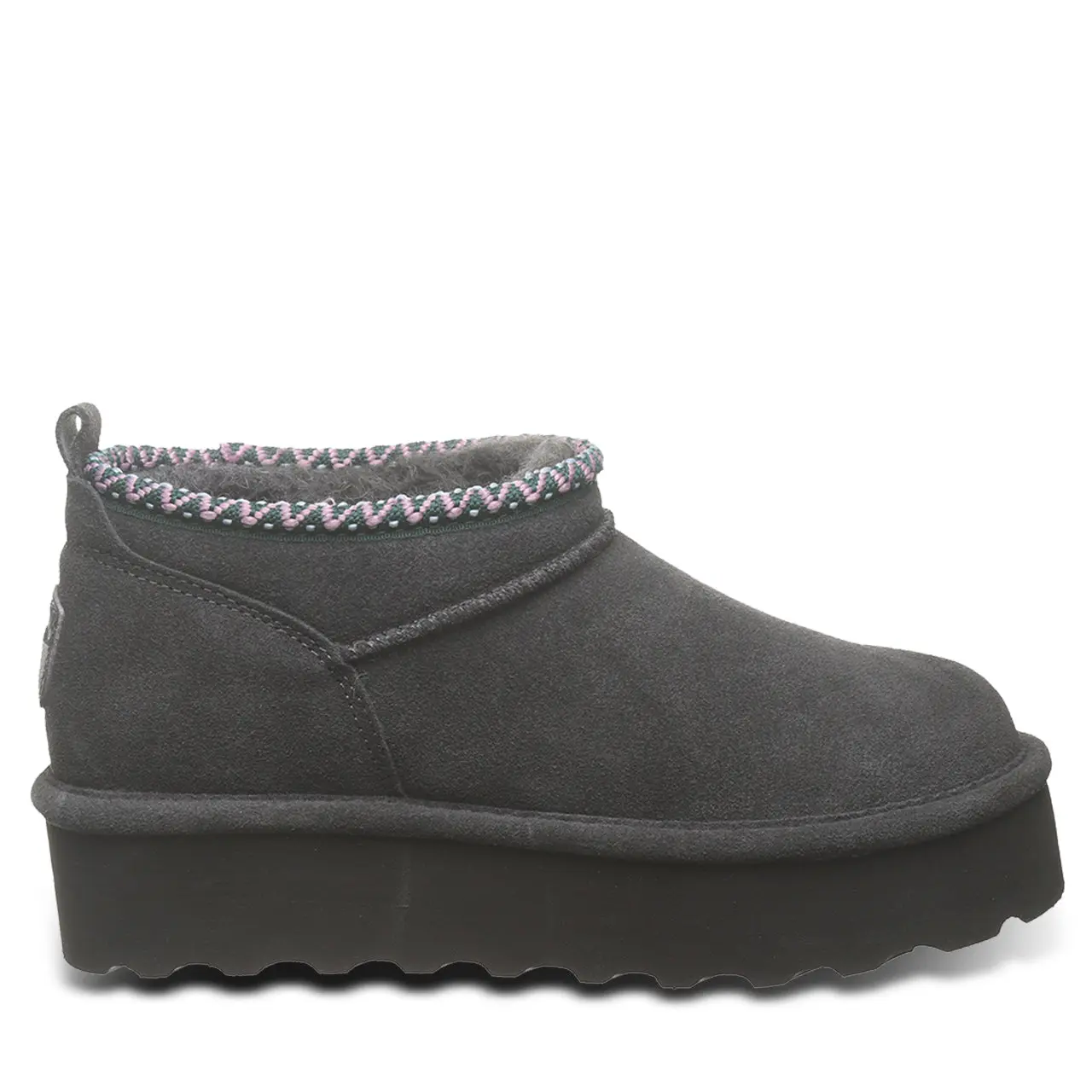 BEARPAW Retro Super Shorty Deco Women's Platform Suede Ankle Boots - Graphite