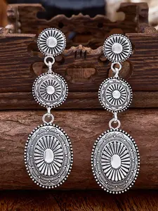 Vintage Bohemian Western Style Earrings, Metal Alloy Geometric Patchwork Design, Unique Dangle Earrings for Women, Trendy Jewelry